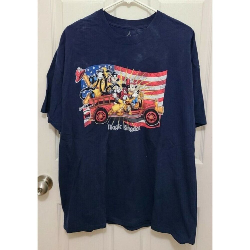 Disney Magic Kingdom Mickey's Fire Department Short Sleeve T Shirt Blue Size 2XL